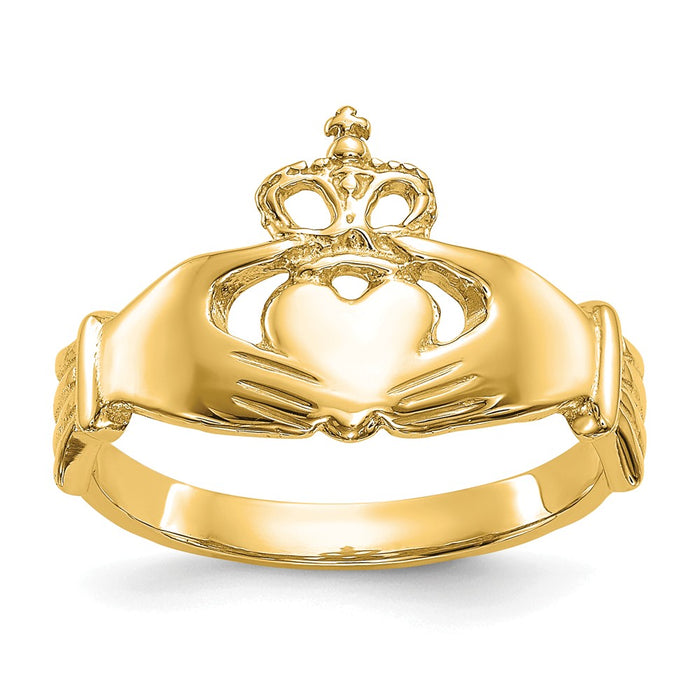 14k Yellow Gold Polished Claddagh Ring, Size: 7