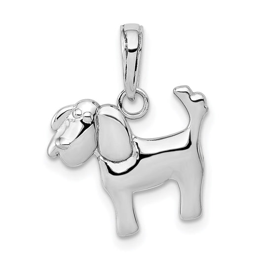 Million Charms 14K White Gold Themed Polished Dog Charm
