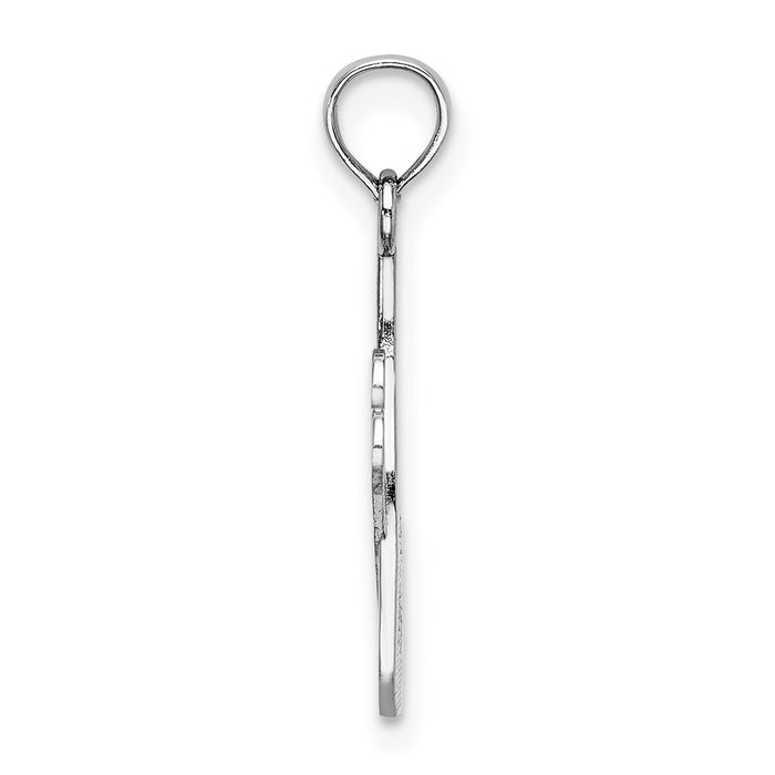 Million Charms 14K White Gold Themed Texuted Hairdresser Comb & Scissors Charm