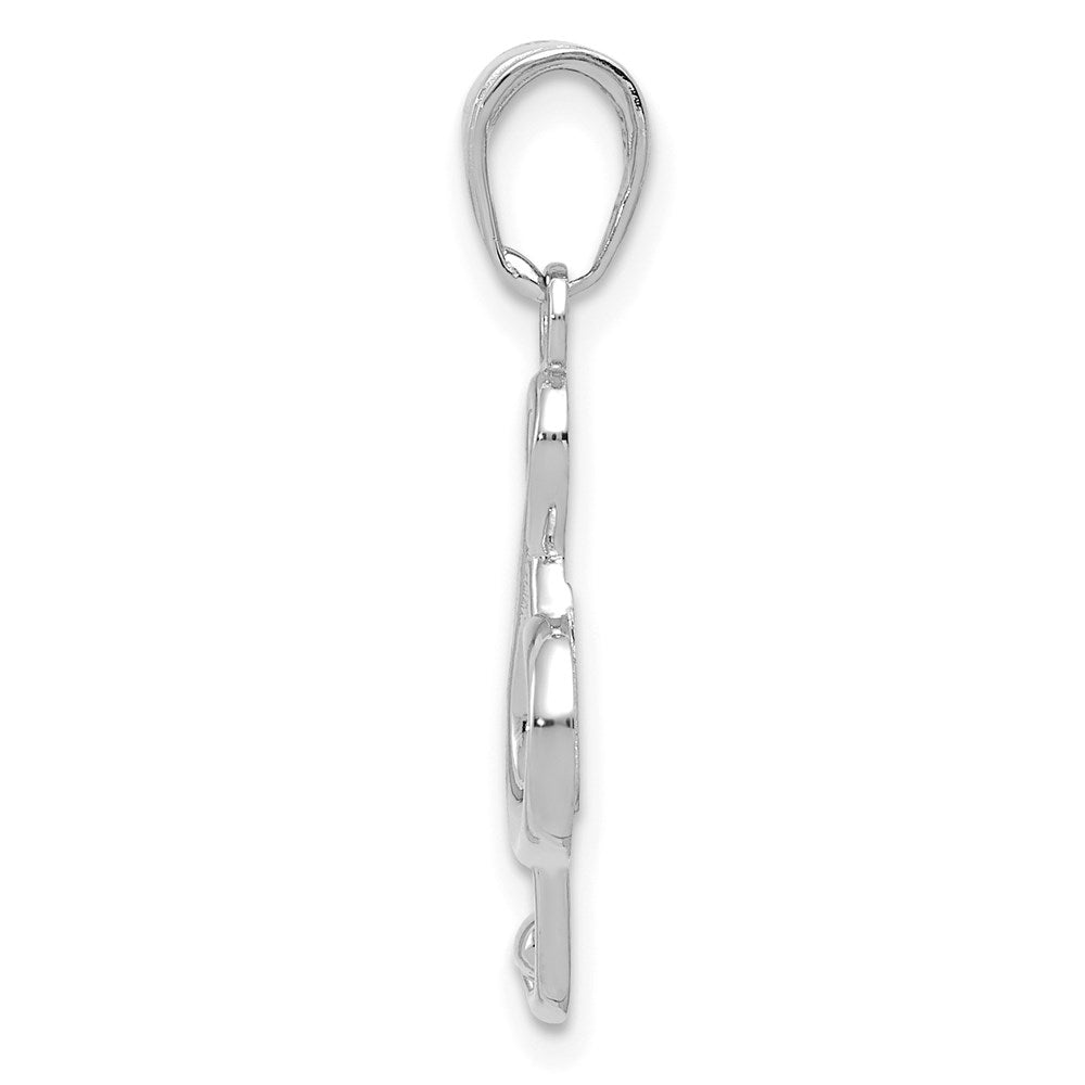 Million Charms 14K White Gold Themed Polished Open-Backed Treble Clef Pendant