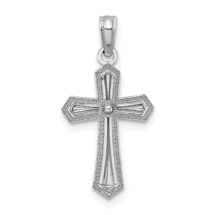 Million Charms 14K White Gold Themed Beaded Trim Relgious Cross Charm