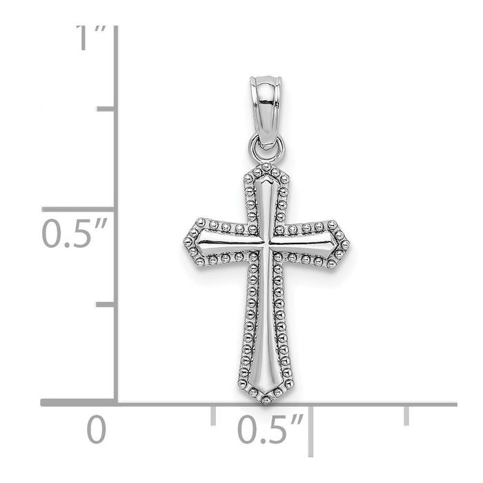 Million Charms 14K White Gold Themed Beaded Trim Relgious Cross Charm