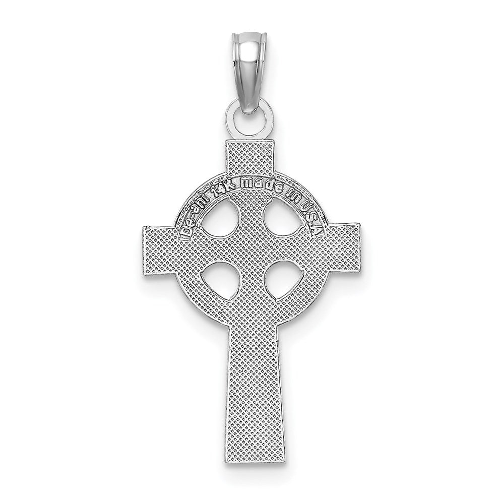 Million Charms 14K White Gold Themed Celtic Relgious Cross Pendant