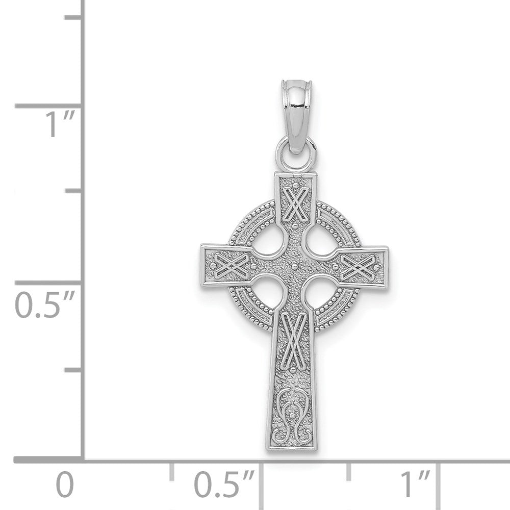 Million Charms 14K White Gold Themed Celtic Relgious Cross Pendant