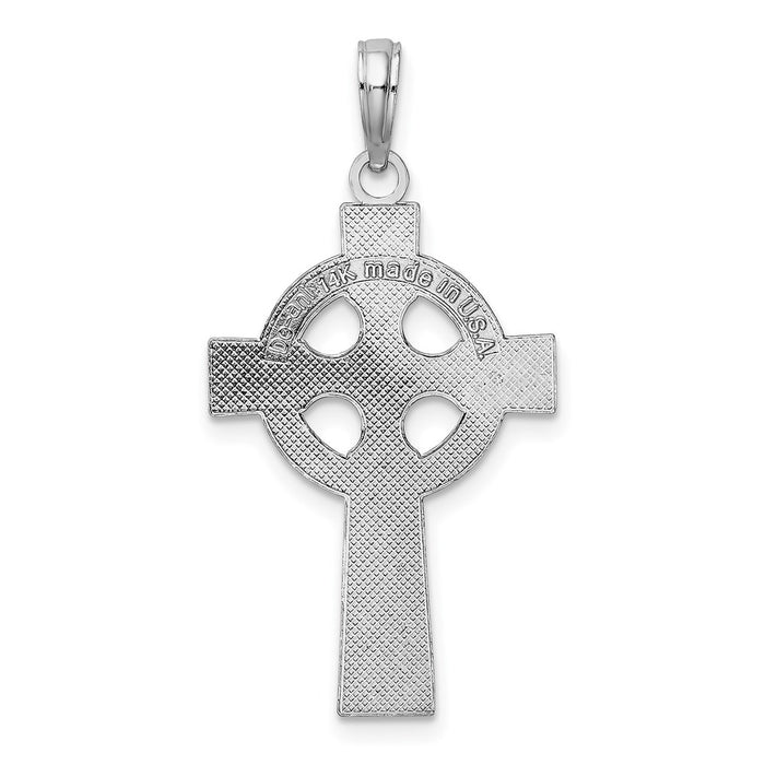 Million Charms 14K White Gold Themed Celtic Relgious Cross Pendant