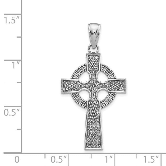 Million Charms 14K White Gold Themed Celtic Relgious Cross Pendant