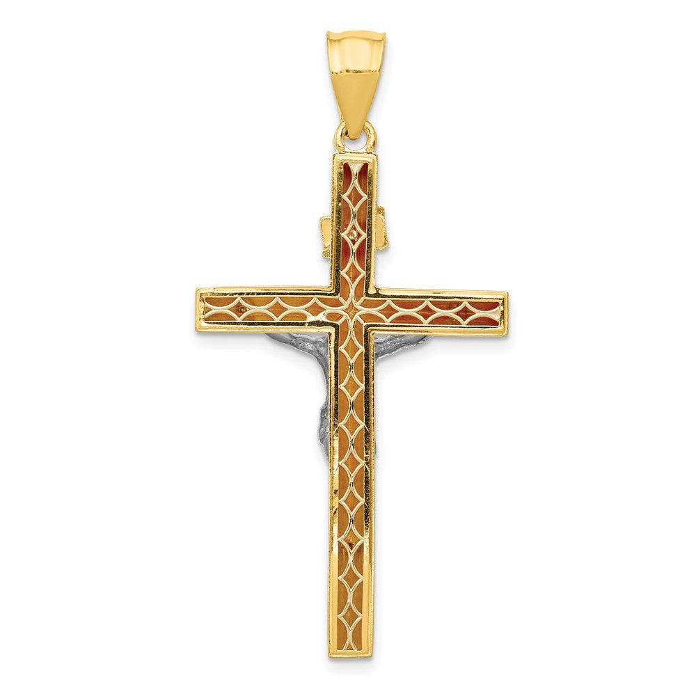 Million Charms 14K Two-Tone Inri Hollow Relgious Crucifix Pendant