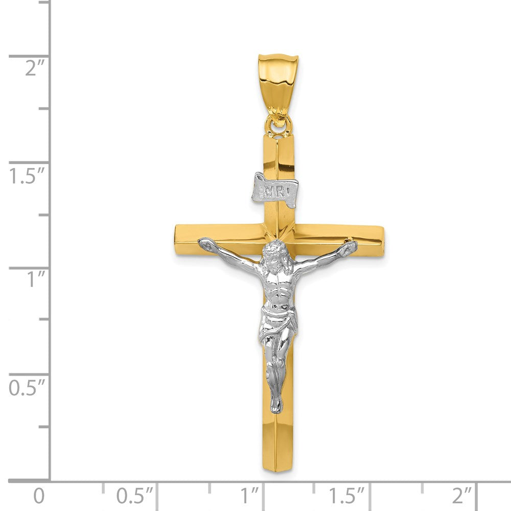 Million Charms 14K Two-Tone Inri Hollow Relgious Crucifix Pendant
