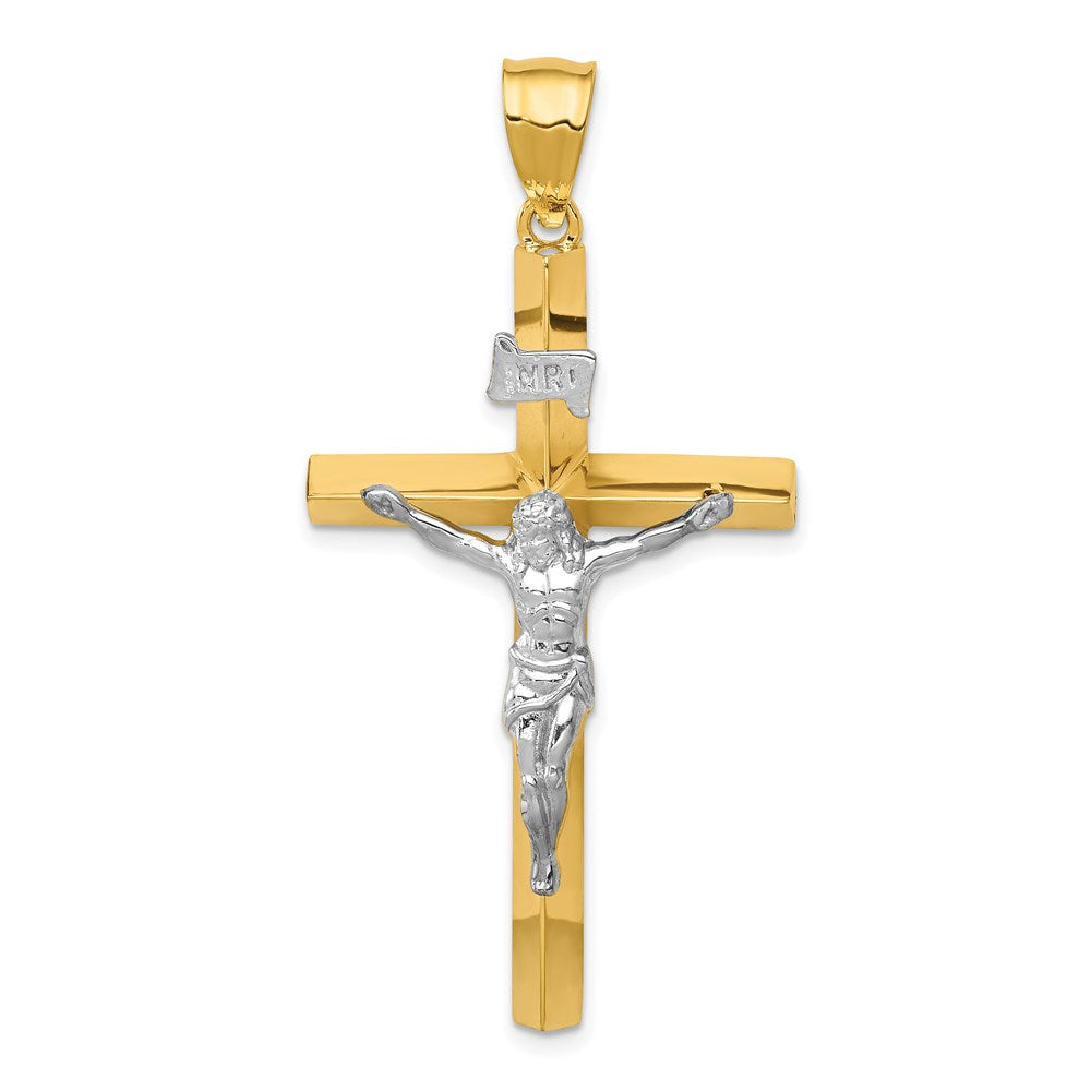 Million Charms 14K Two-Tone Inri Hollow Relgious Crucifix Pendant
