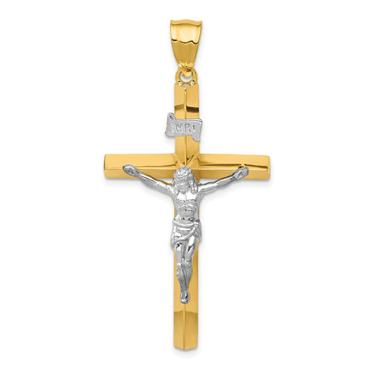 Million Charms 14K Two-Tone Inri Hollow Relgious Crucifix Pendant