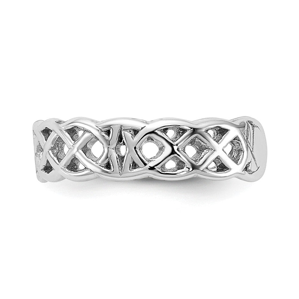 14k White Gold Polished with Design Toe Ring