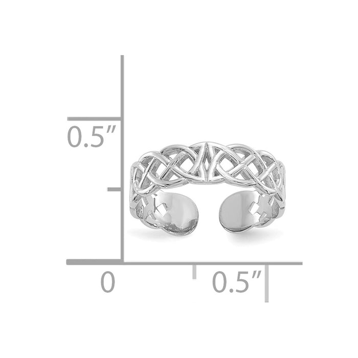 14k White Gold Polished with Design Toe Ring