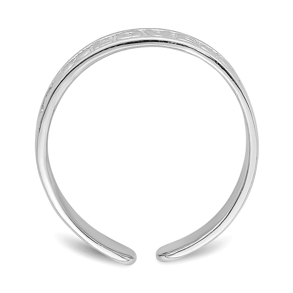 14k White Gold Polished LOVE & Hearts Toe Ring