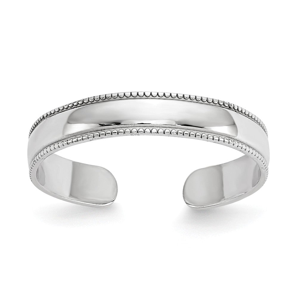 14k White Gold Mill Grain Adjustable Toe Ring