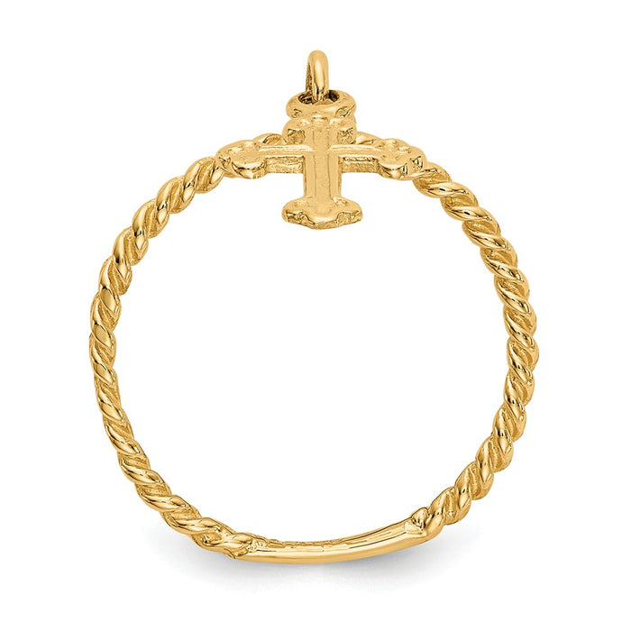 14k Yellow Gold Cross Dangle Twisted Wedding Band Child's Ring, Size: 4