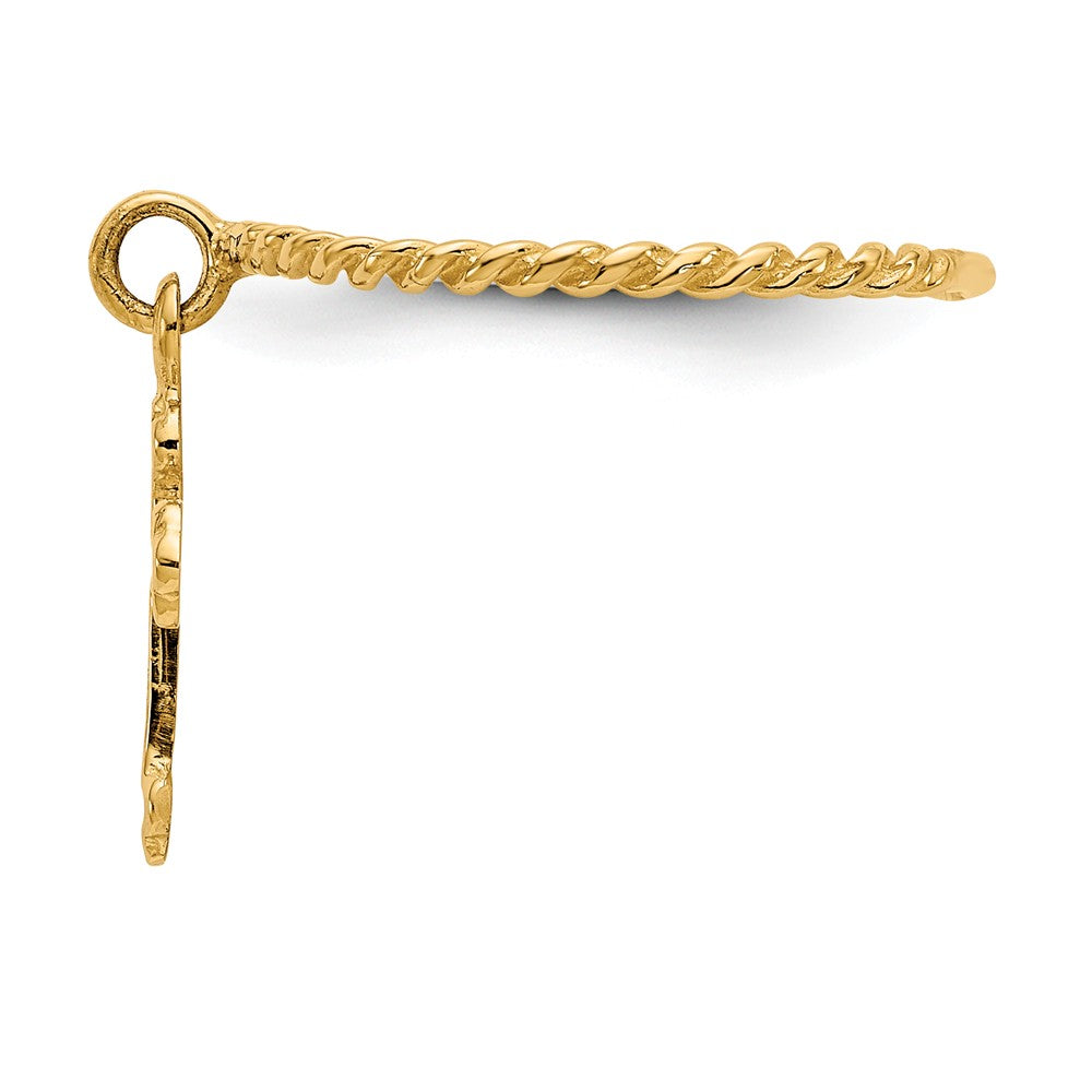 14k Yellow Gold Cross Dangle Twisted Wedding Band Child's Ring, Size: 4