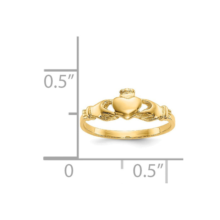 14k Yellow Gold Claddagh Baby Ring, Size: 1