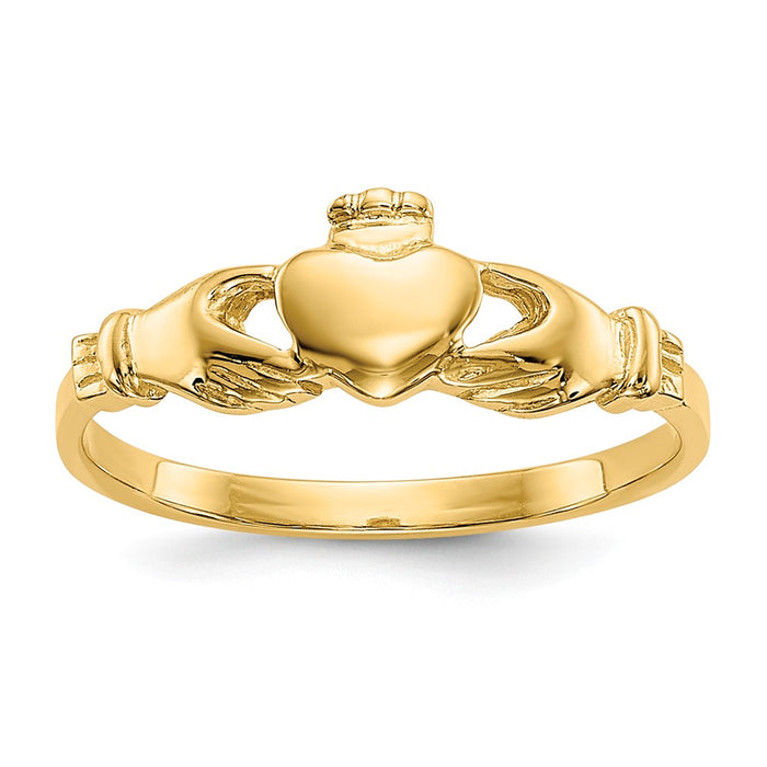 14k Yellow Gold Claddagh Baby Ring, Size: 1