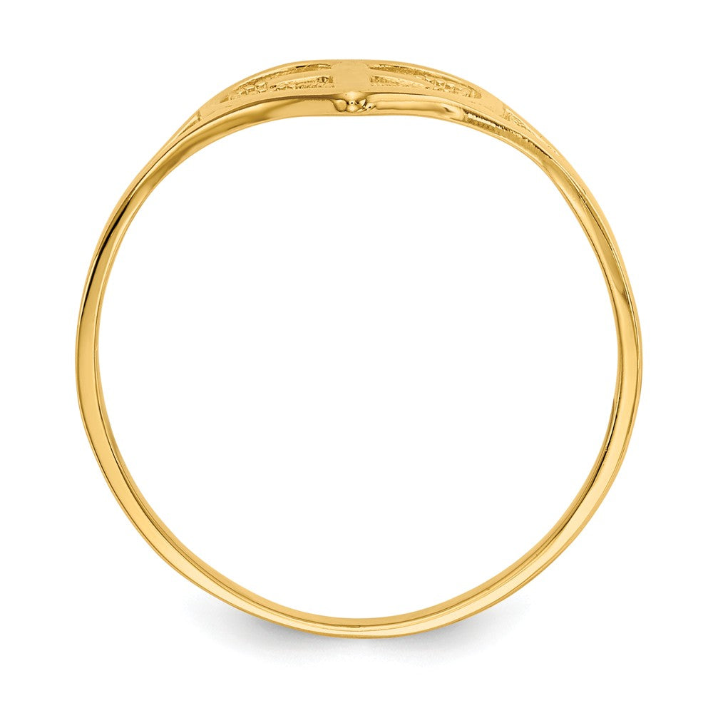 14k Yellow Gold Polished Heart with Cross Ring, Size: 6.75