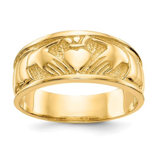 14k Yellow Gold Polished Claddagh Ring, Size: 7