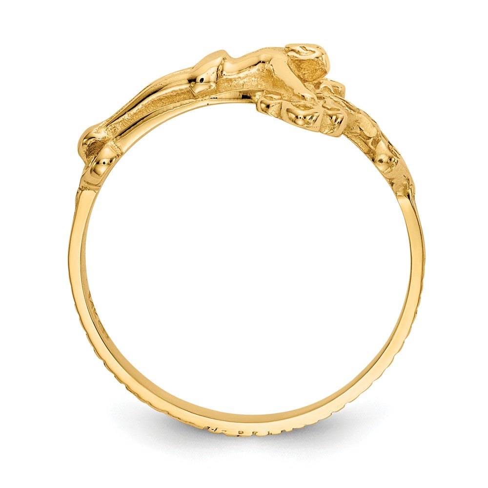 14k Yellow Gold Crucifix Ring, Size: 6