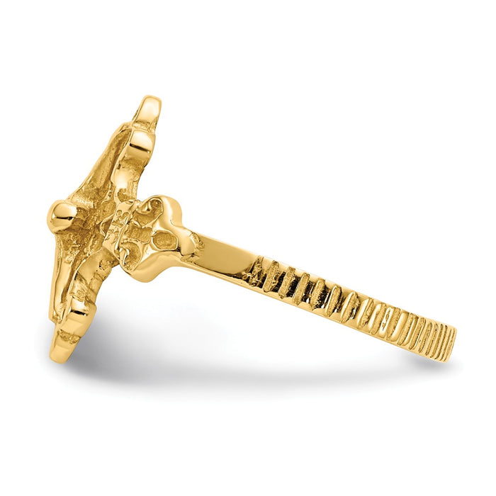 14k Yellow Gold Crucifix Ring, Size: 6