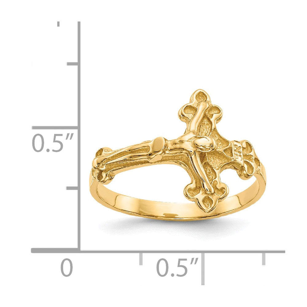 14k Yellow Gold Crucifix Ring, Size: 6