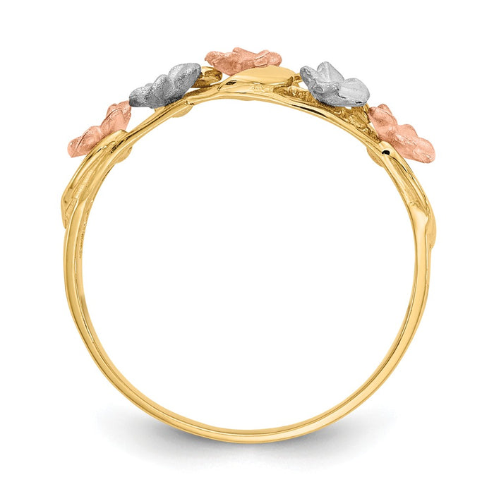 14k Tri-Color Gold Plumeria Ring, Size: 7