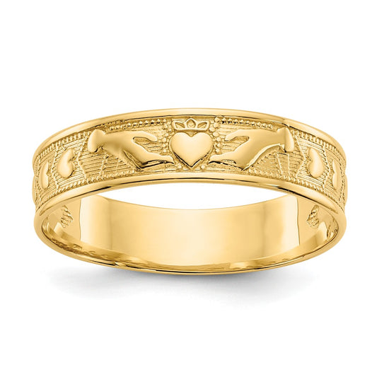 14k Yellow Gold Polished Claddagh Ring, Size: 8.5