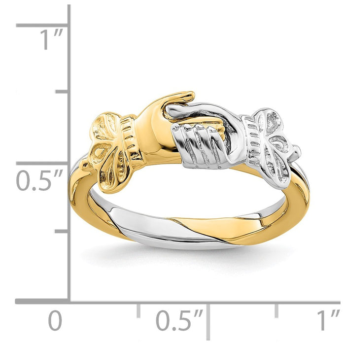 14k Two Tone Polished 2-Piece Claddagh Ring, Size: 6.5
