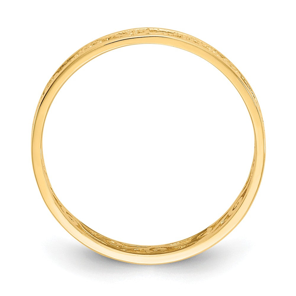14k Yellow Gold Polished & Textured Ring Wedding Band, Size: 7