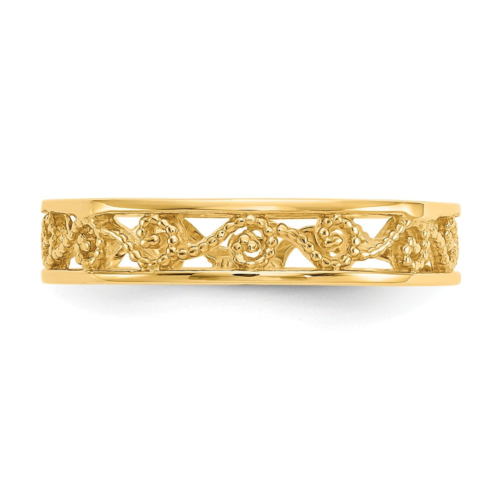 14k Yellow Gold Polished & Textured Ring Wedding Band, Size: 7