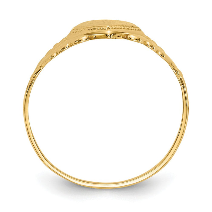14k Yellow Gold Polished Heart Baby Ring, Size: 3