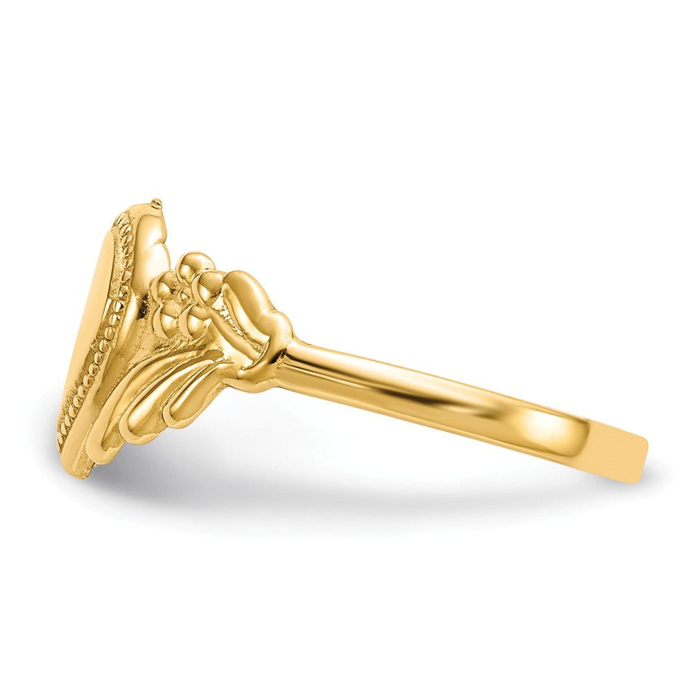 14k Yellow Gold Polished Heart Baby Ring, Size: 3