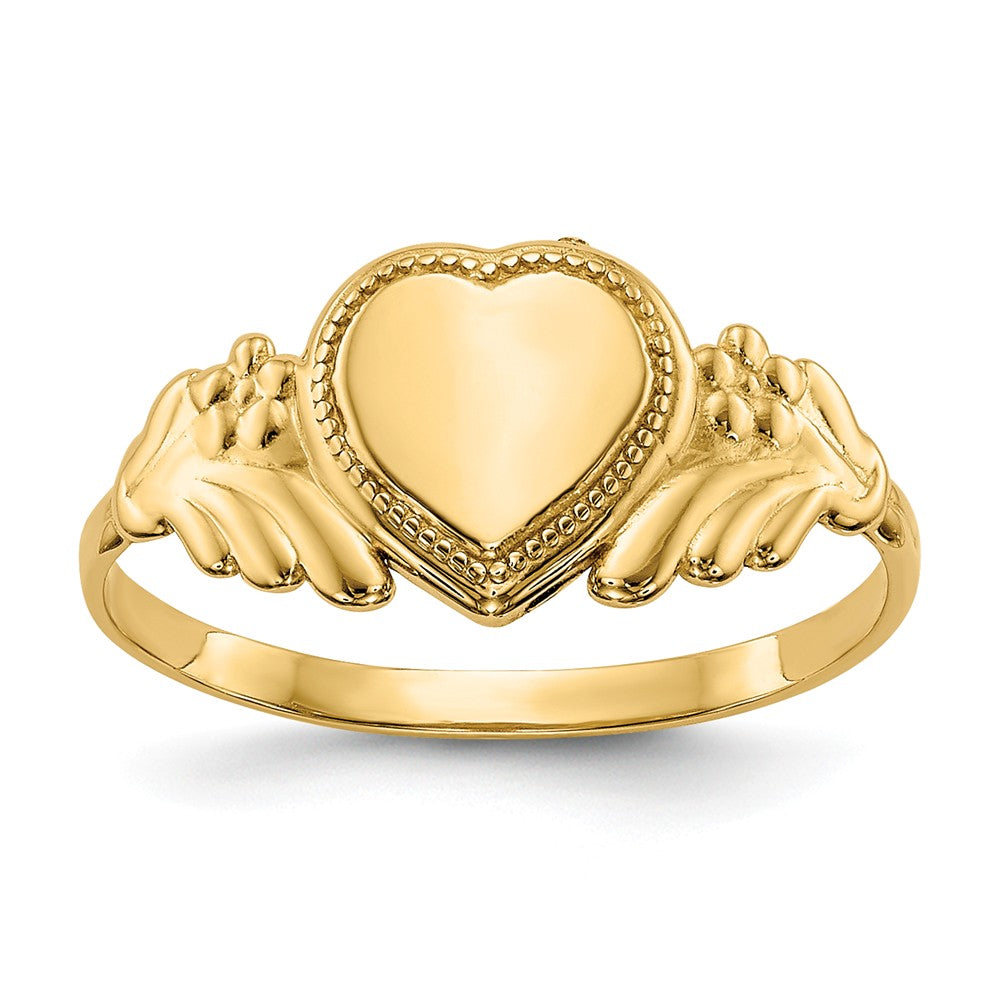 14k Yellow Gold Polished Heart Baby Ring, Size: 3