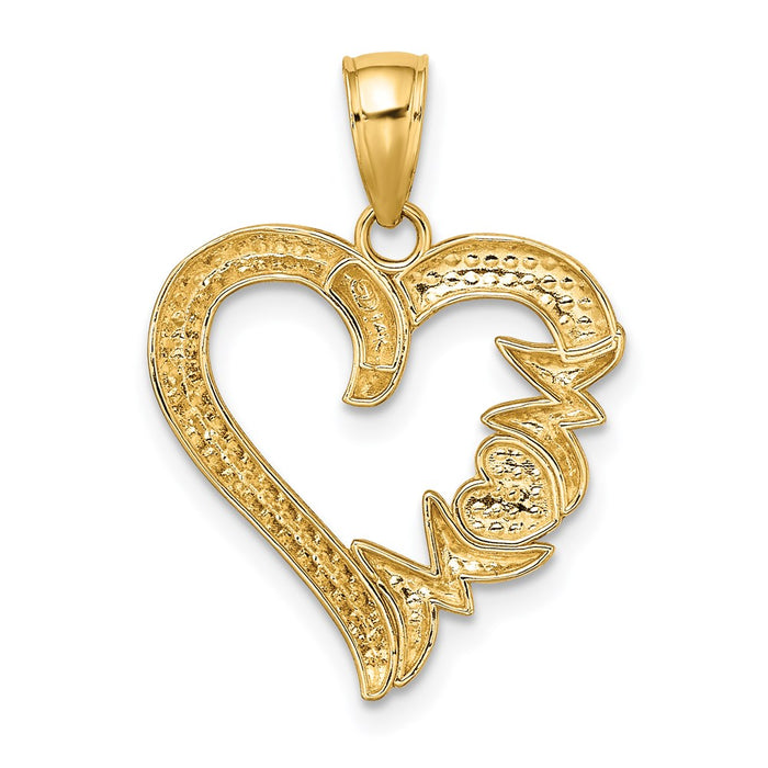 Million Charms 14K Yellow Gold Themed Polished Mom Heart Pendant