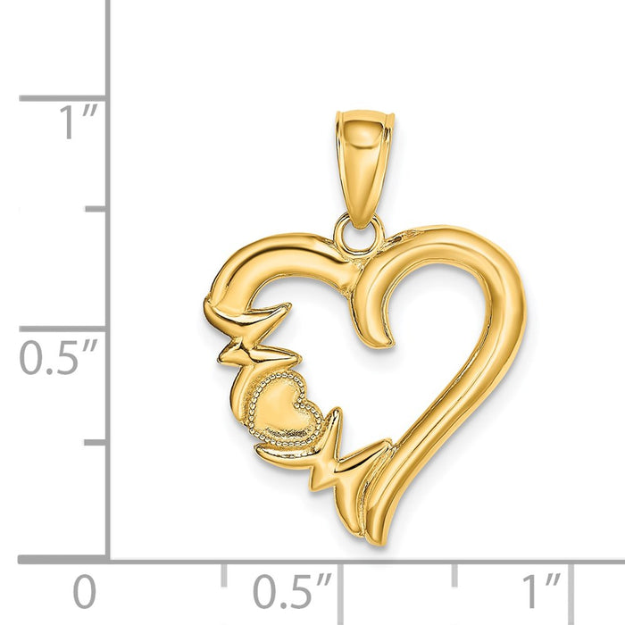 Million Charms 14K Yellow Gold Themed Polished Mom Heart Pendant