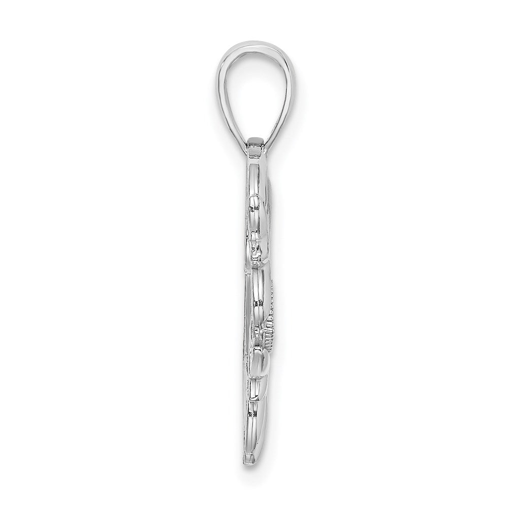 Million Charms 14K White Gold Themed Heart With Mom On Left Side Charm