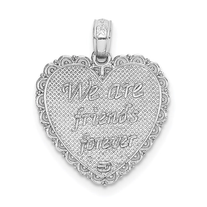 Million Charms 14K White Gold Themed For My Sister/ We Are Friends Forever Heart Charm