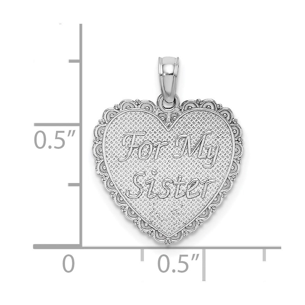 Million Charms 14K White Gold Themed For My Sister/ We Are Friends Forever Heart Charm