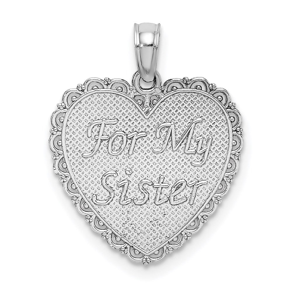 Million Charms 14K White Gold Themed For My Sister/ We Are Friends Forever Heart Charm