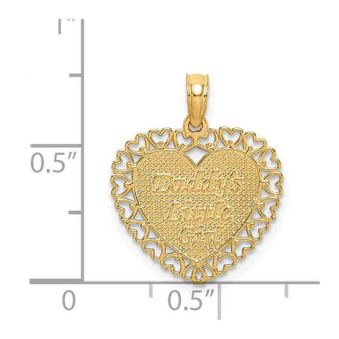 Million Charms 14K Yellow Gold Themed Gold Themed Polished Daddy'S Little Girl Textured Heart Charm