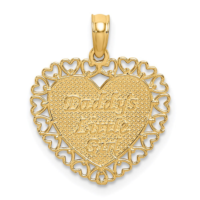 Million Charms 14K Yellow Gold Themed Gold Themed Polished Daddy'S Little Girl Textured Heart Charm