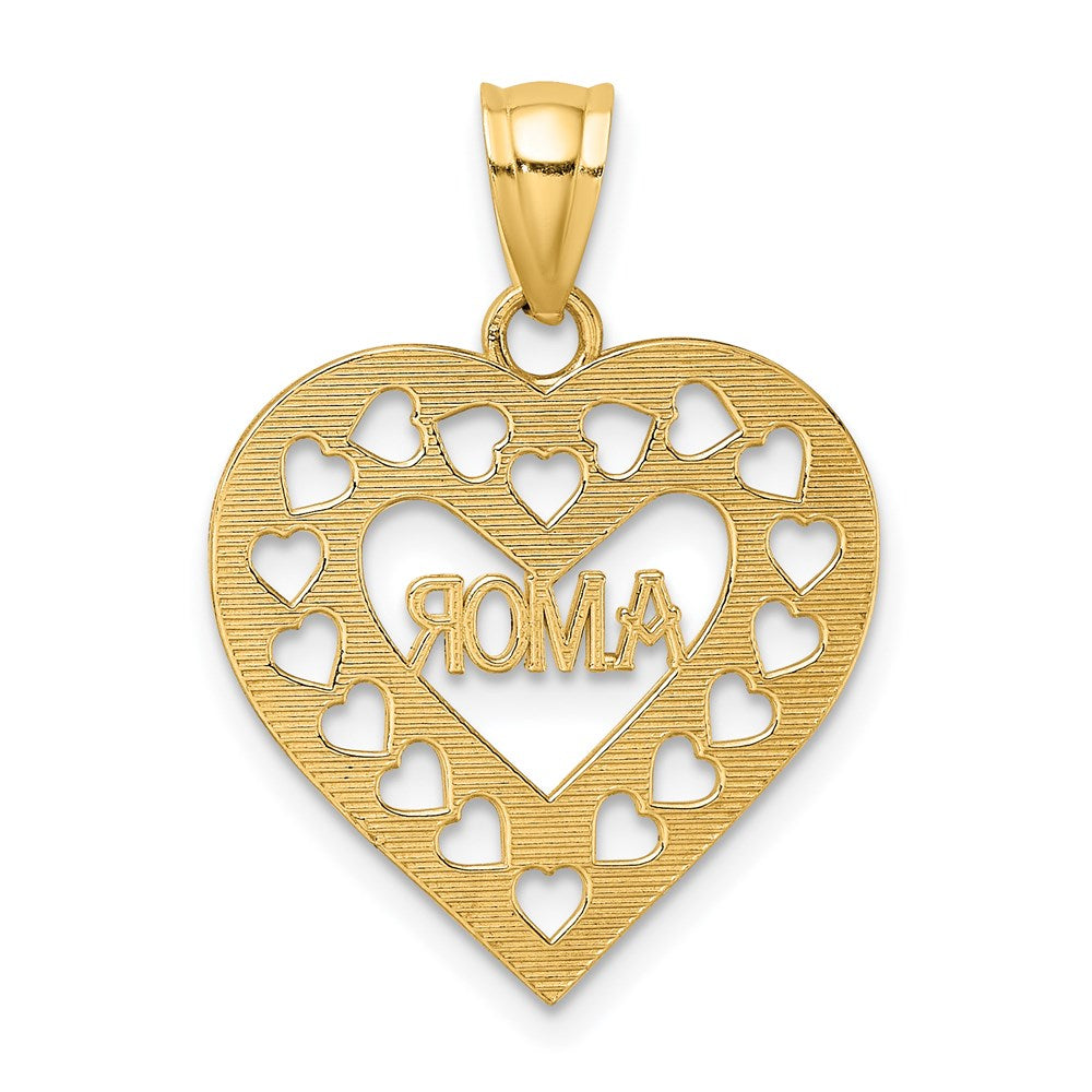 Million Charms 14K Yellow Gold Themed Amor In Cut-Out Heart Charm