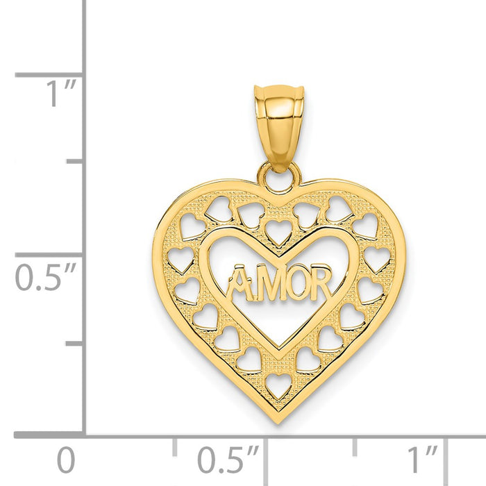 Million Charms 14K Yellow Gold Themed Amor In Cut-Out Heart Charm