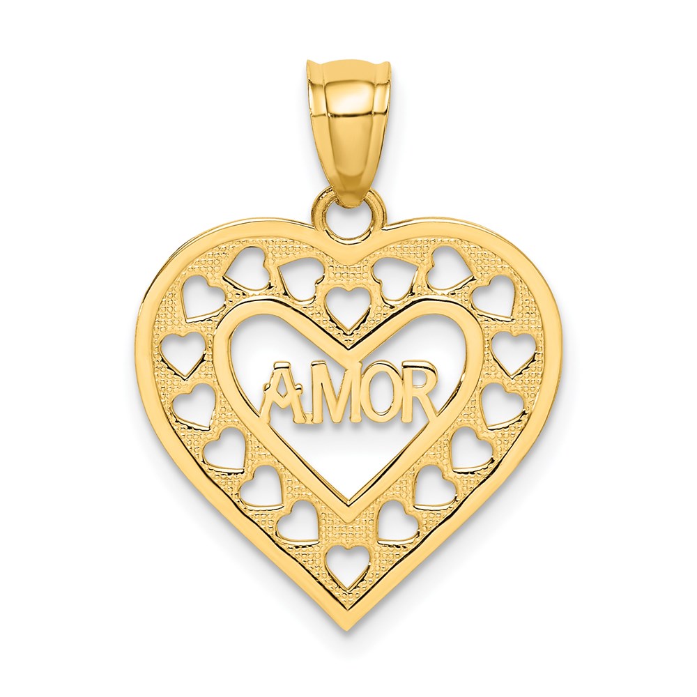 Million Charms 14K Yellow Gold Themed Amor In Cut-Out Heart Charm