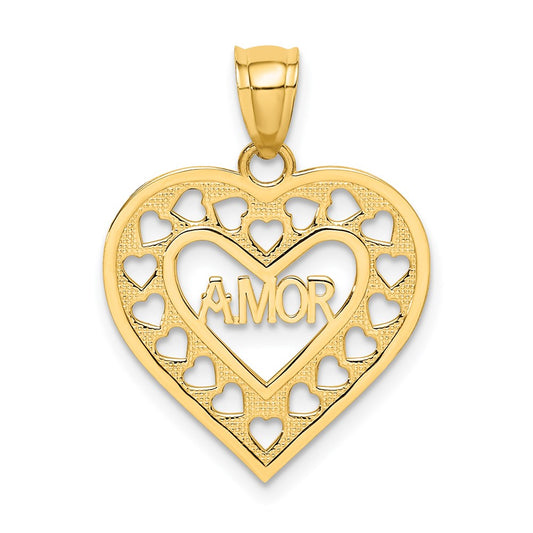 Million Charms 14K Yellow Gold Themed Amor In Cut-Out Heart Charm