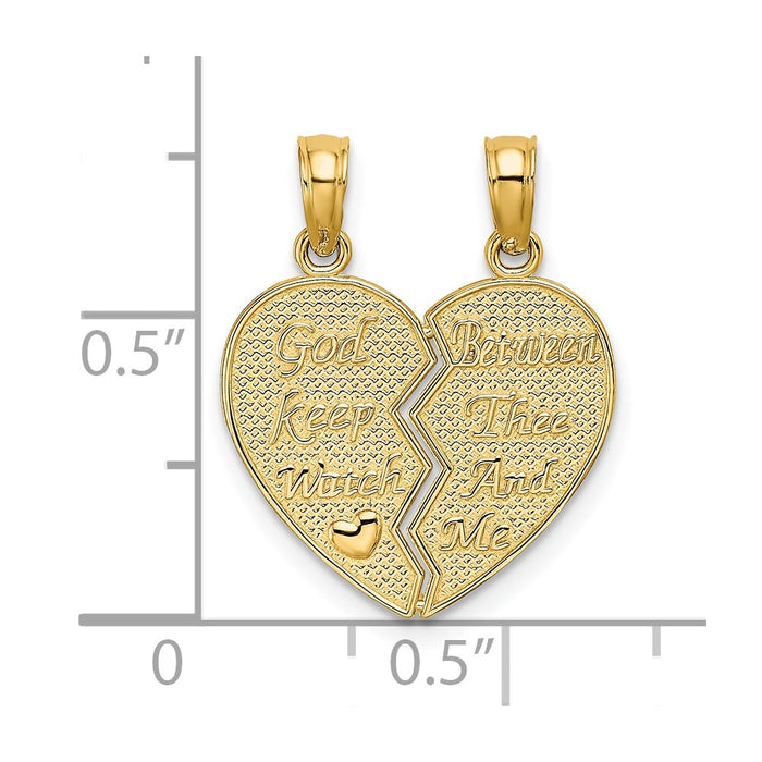 Million Charms 14K Yellow Gold Themed Break-Apart Keep Watch Over Me Heart Charm