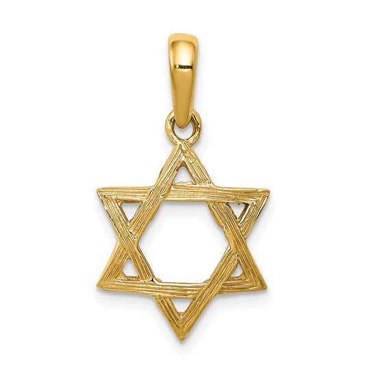 Million Charms 14K Yellow Gold Themed Religious Jewish Star Of David Pendant