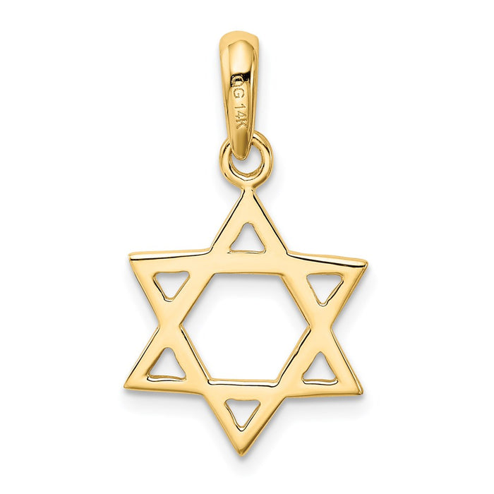 Million Charms 14K Yellow Gold Themed Religious Jewish Star Of David Pendant